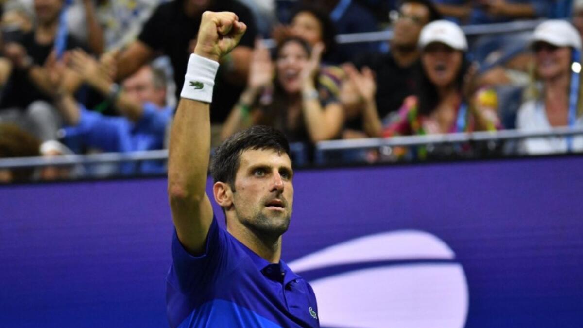 Novak Djokovic celebrates his victory. (ATP Twitter)