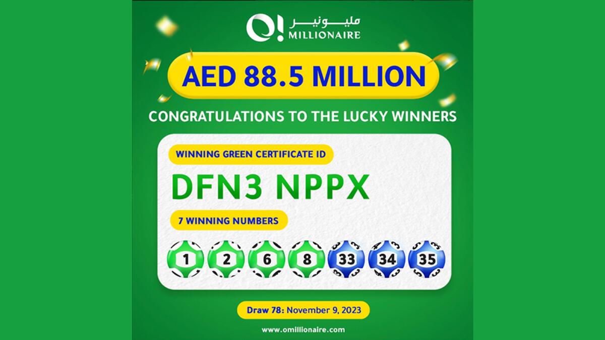 Green Certificate ID: DFN3 NPPX - Grand Prize Winning Numbers: 1 • 2 • 6 • 8 • 33 • 34 • 35