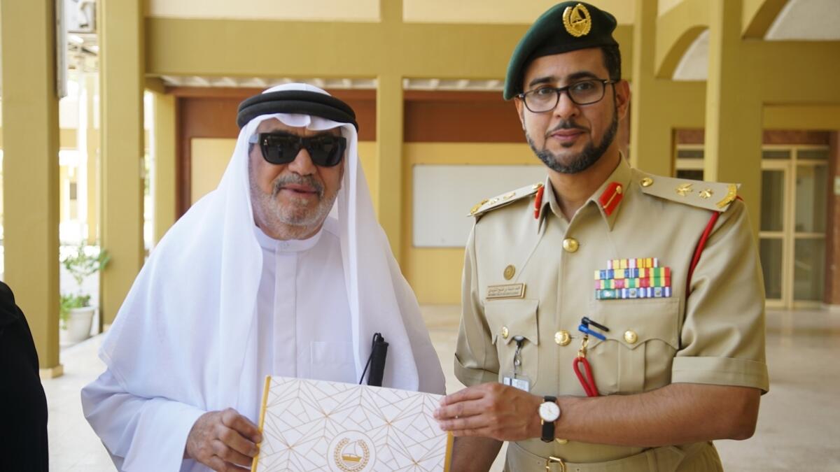 Dubai Police, honoured, Ahmed Mukhtar Al Bulooshi, visually-challenged teacher, 