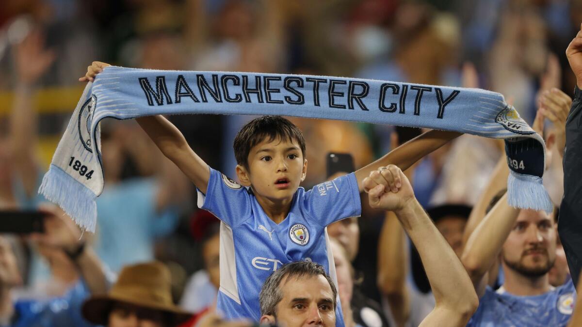 A Manchester City fan during the pre-season friendly match between Bayern Munich and Manchester City in the USA. — AFP