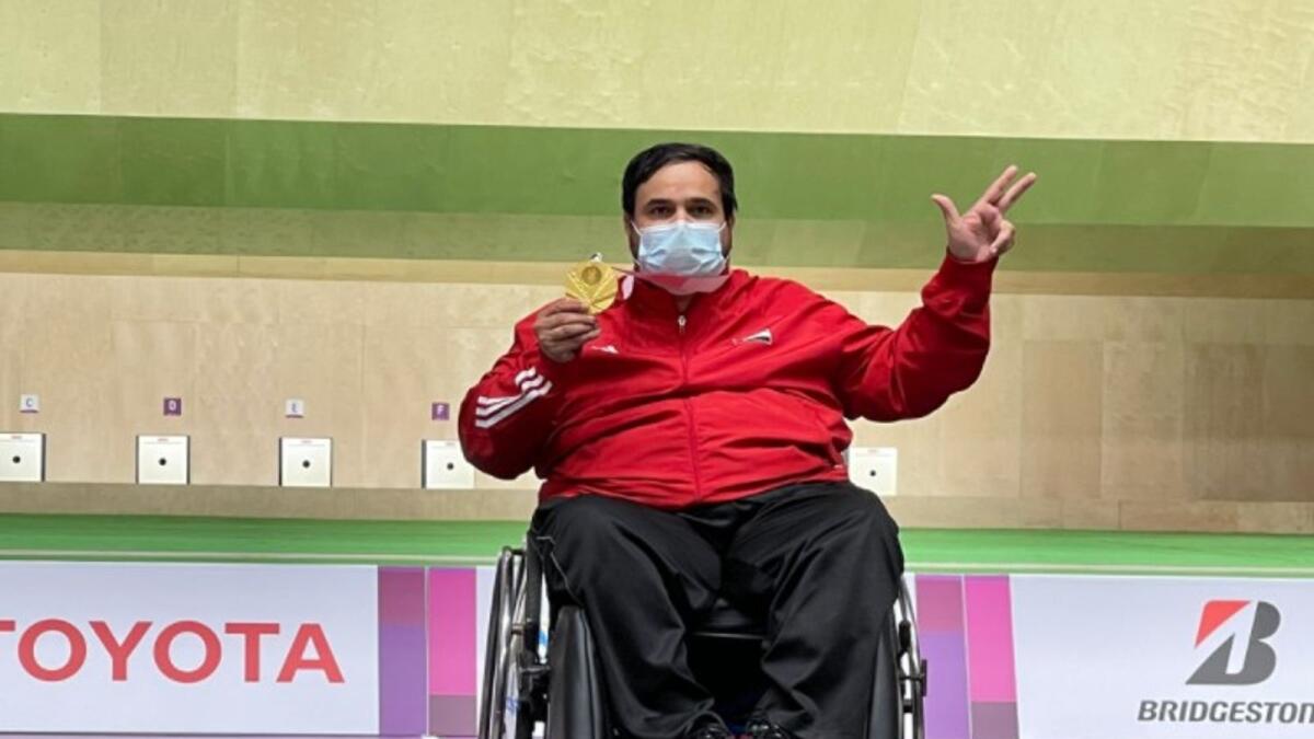 Abdullah Sultan Alaryani celebrates after winning the gold medal on Friday.