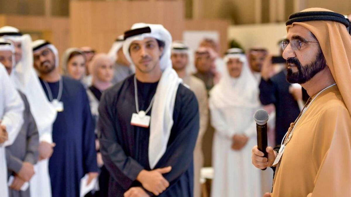 MUTUAL GOALS: Sheikh Mohammed bin Rashid Al Maktoum and Sheikh Mansour bin Zayed Al Nahyan attended the UAE-Saudi retreat on Saadiyat Island in Abu Dhabi on Tuesday. 