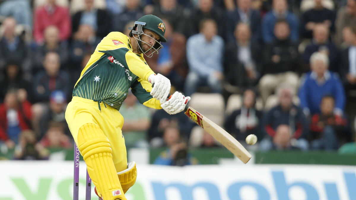 Australia’s Matthew Wade on his way to an unbeaten 71 against England in the first ODI. 