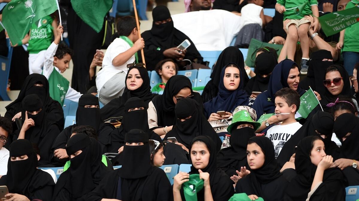 National celebrations open Saudi sports stadium to women for first time 