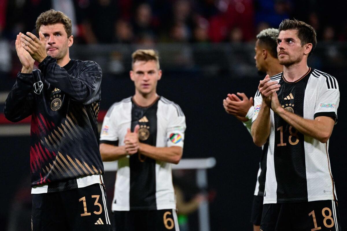 German players applaud the fans after the Uefa Nations League match against Hungary in Leipzig. (AFP)
