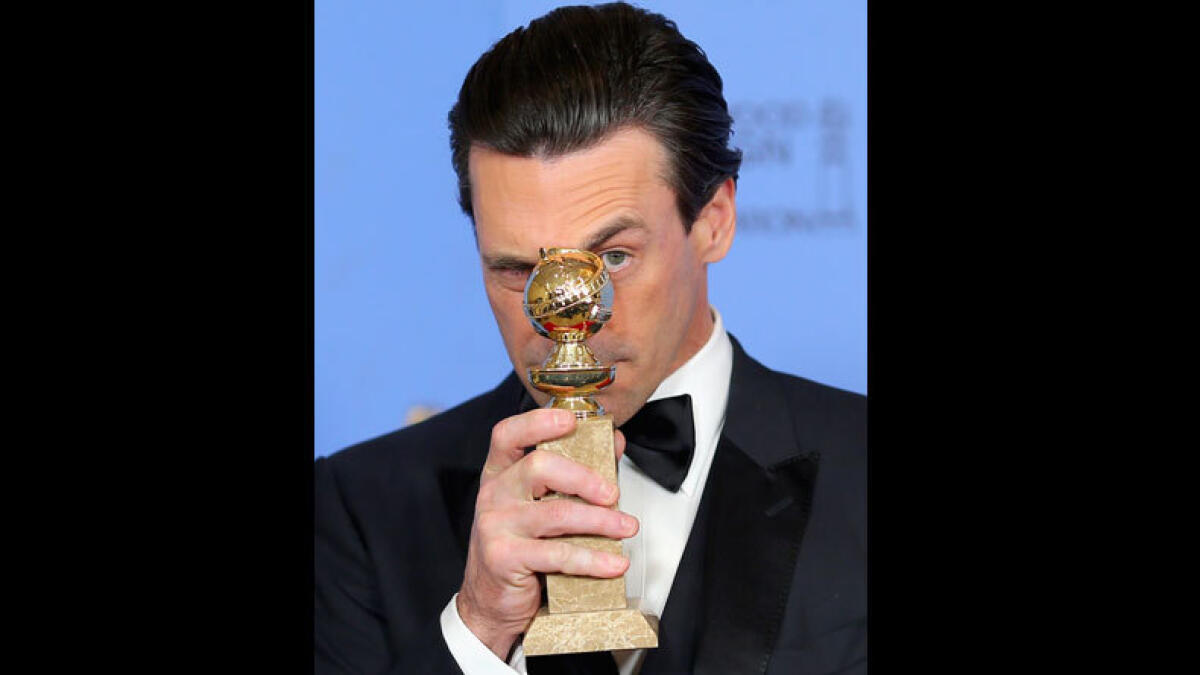 Jon Hamm, winner of Best Performance by an Actor in a Television Series – Drama. Photo: AFP