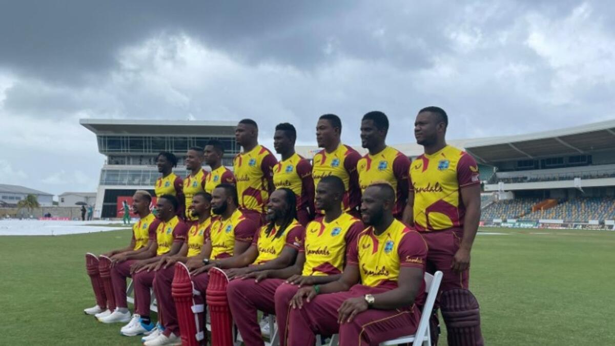West Indies players pose for a picture before the start of the match. (Twitter)