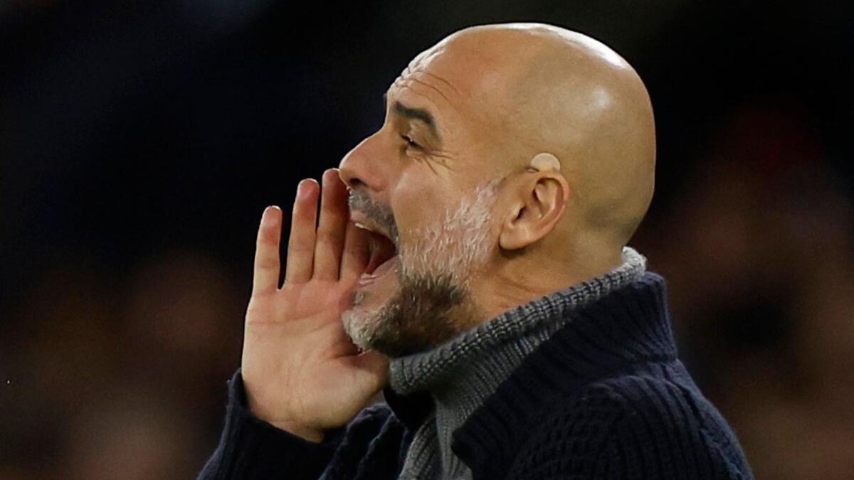 Manchester City manager Pep Guardiola reacts during the draw against Crystal Palace on Saturday. - Reuters