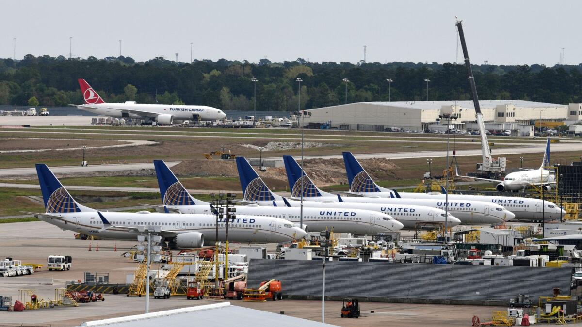 United Airlines planes, including a Boeing 737 MAX 9 model, are pictured at George Bush Intercontinental Airport in Houston, Texas. — Reuters