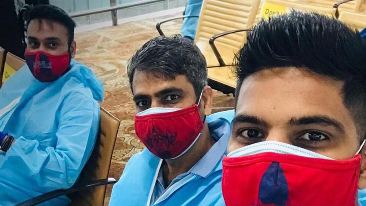 Delhi Capitals players leave for Dubai on Saturday ahead of the remaining leg of the 2021 Indian Premier League.— Twitter