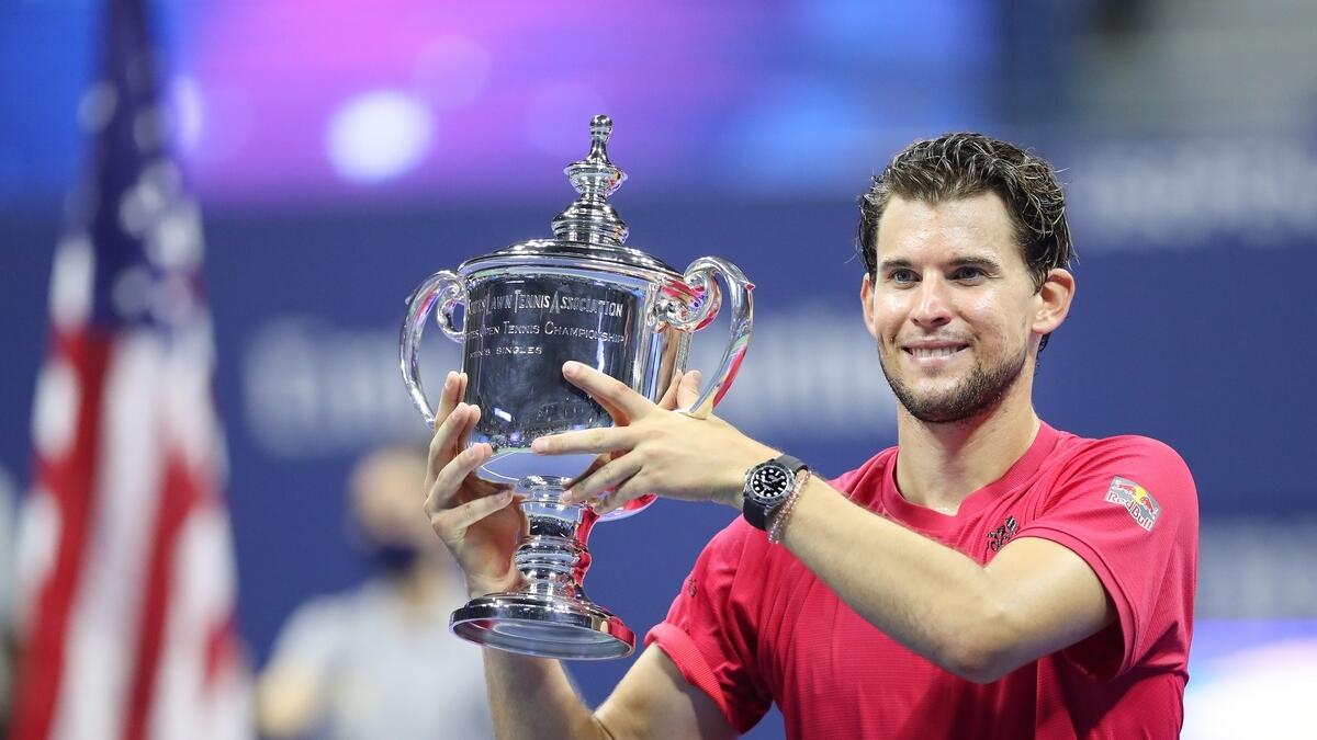 Dominic Thiem poses with the trophy after winning the Australian Open title. (AFP)