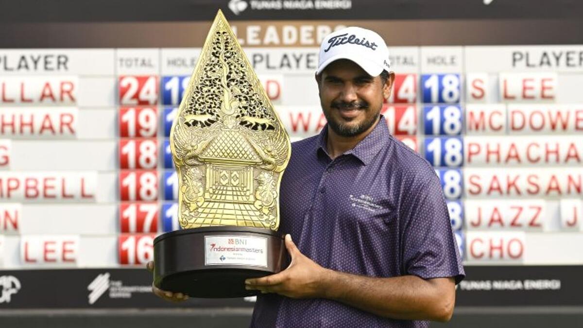 Dubai Golden VISA Awardee, Gaganjeet Bhullah, with his trophy in Indonesia on the Asian Tour. - Supplied photo
