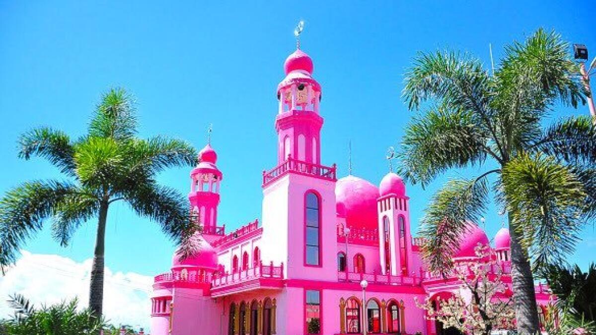 According to Mads, the mosque was painted it's bright pink colour to symbolise peace, love, unity and interfaith brotherhood.