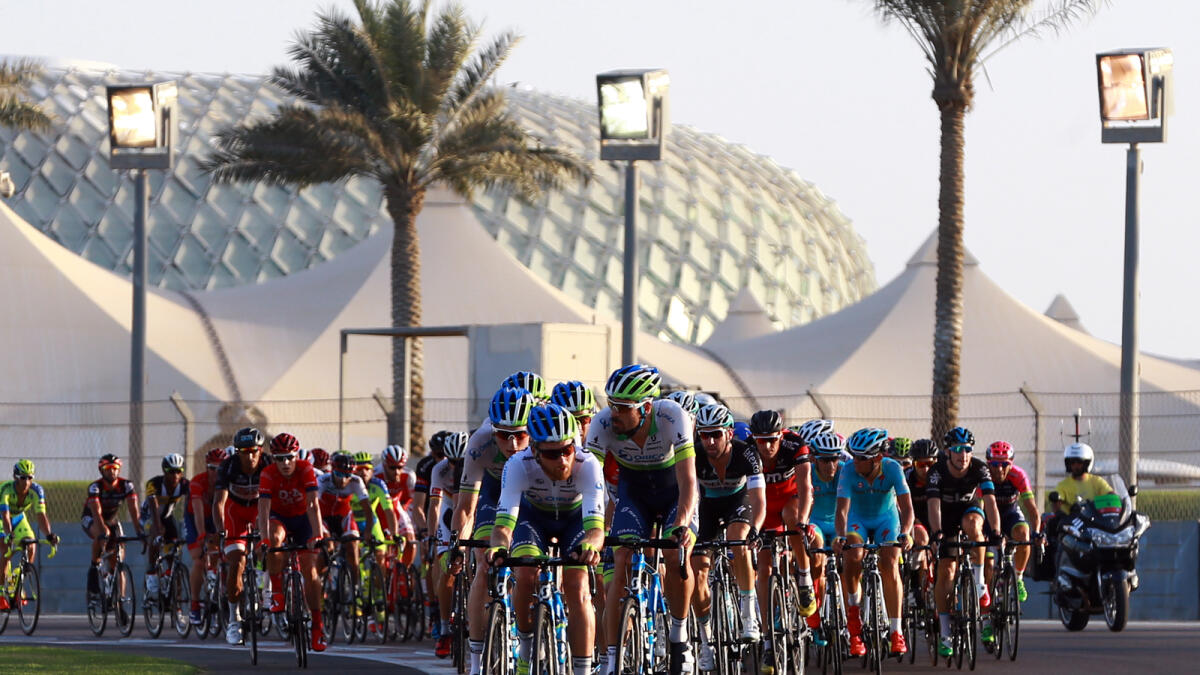 Cyclers at the Yas Marina Circuit in Abu Dhabi.- Photo By Nezar Balout/Khaleej Times