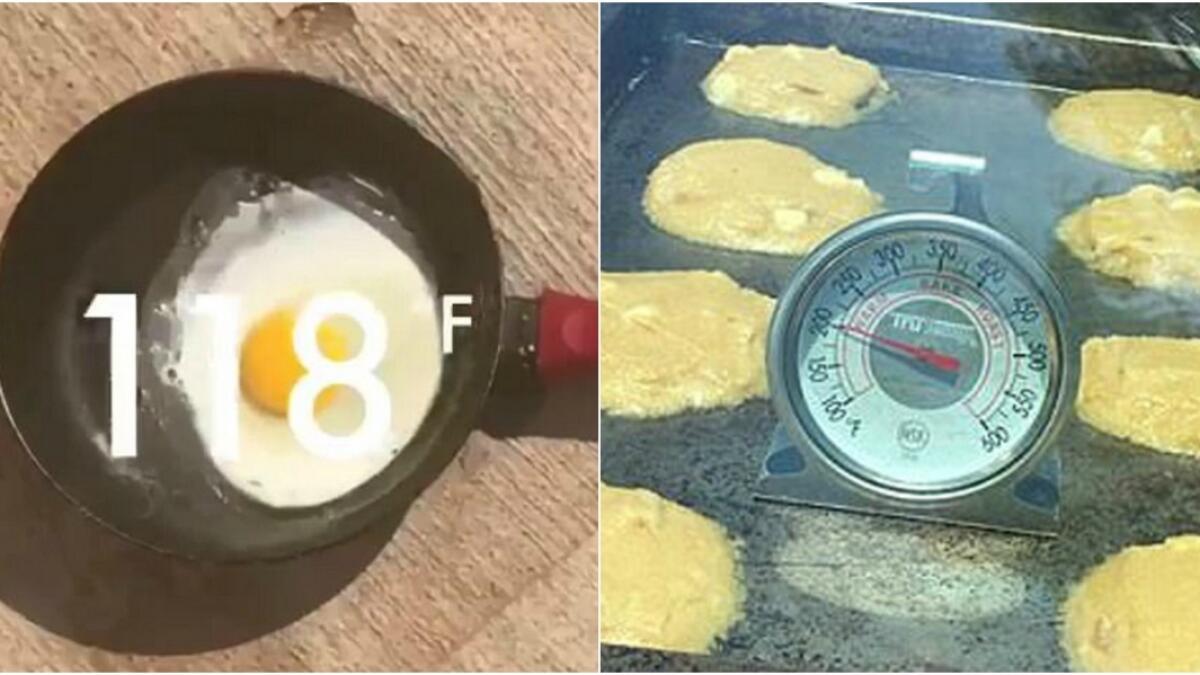 Eggs, pancakes made in the sun as temperatures soar