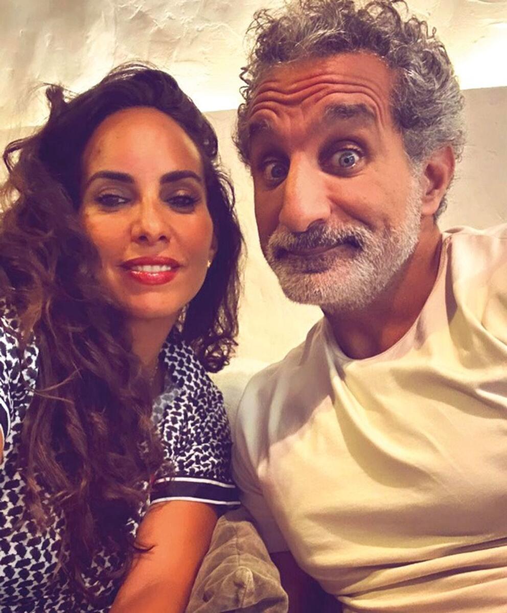 Dina Ibellini with Bassem Youssef, Egyptian comedian and TV host