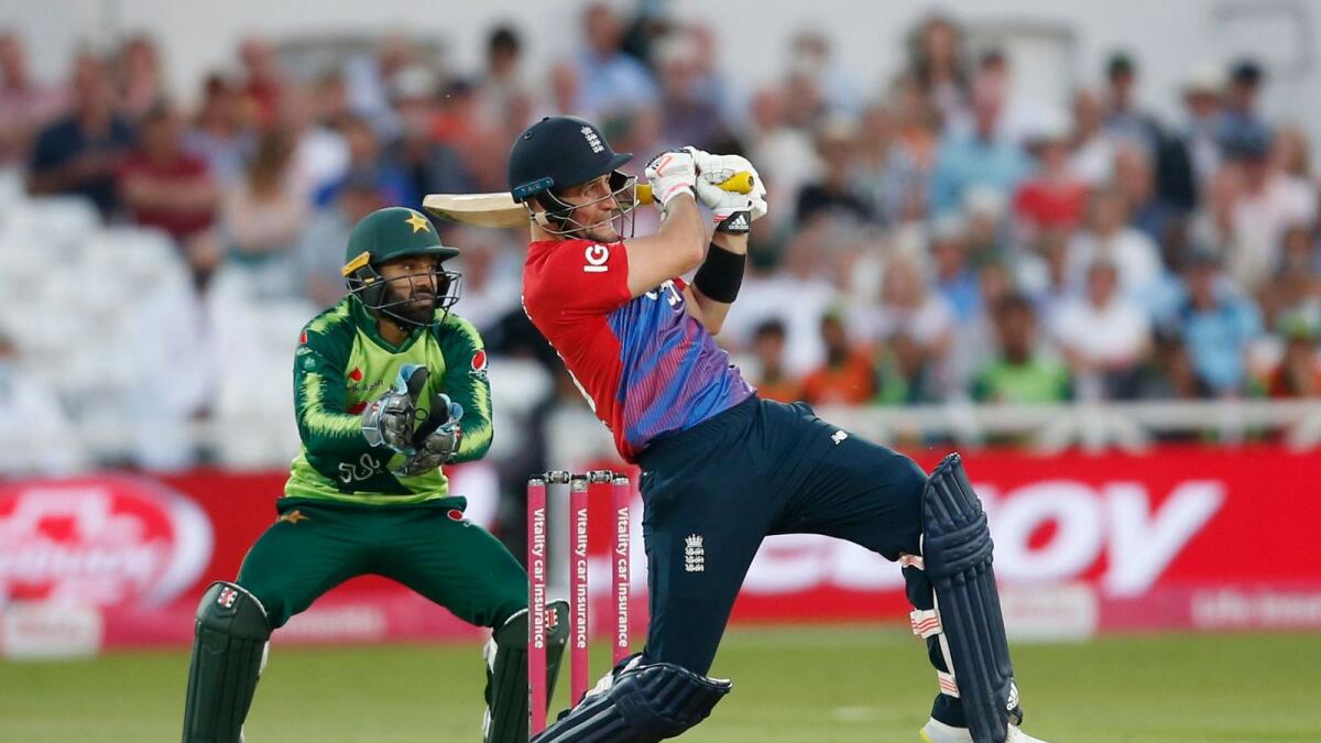 England's Liam Livingstone in action during the T20 match against Pakistan. — Reuters