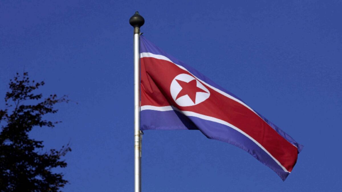 A North Korean flag flies on a mast at the Permanent Mission of North Korea in Geneva. — Reuters file