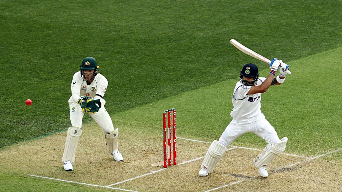 Virat Kohli plays a shot during the first Test match of the series at Adelaide Oval on Thursday. — ANI