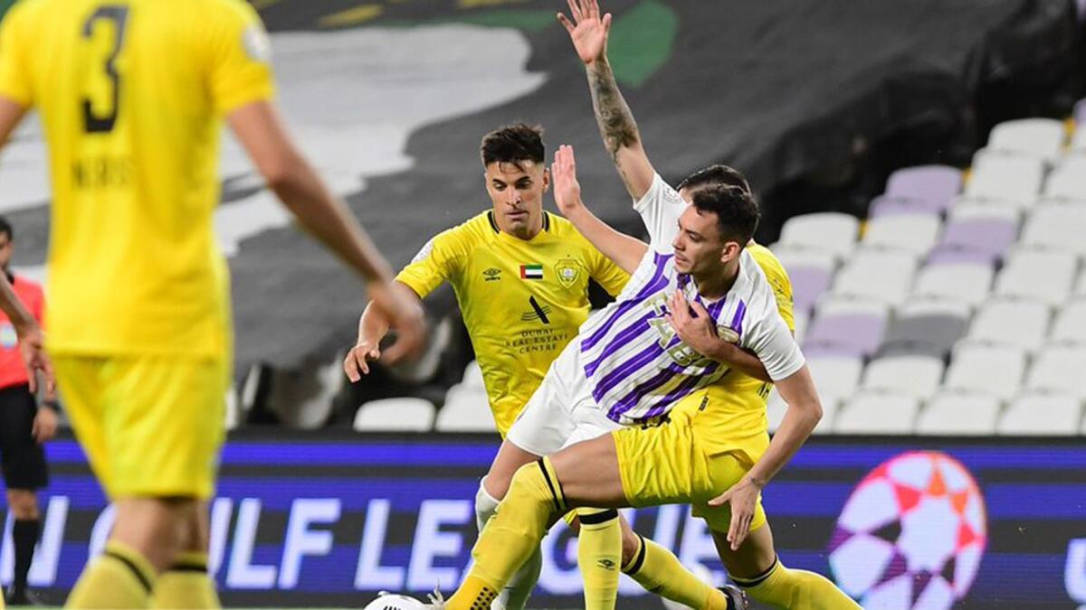 Al Ain and Al Wasl players are fighting it out at Hazza Bin Zayed Stadium. — Twitter