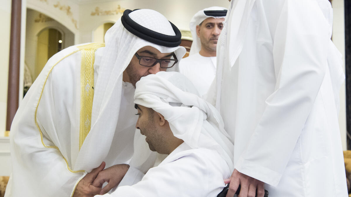 Shaikh Mohammed bin Zayed offered Eid Al Adha prayers at the Shaikh Zayed Grand Mosque in Abu  Dhabi along with citizens and expatriates. After prayers, he met well-wishers at Al Mushrif Palace, Abu Dhabi. — Wam photoes