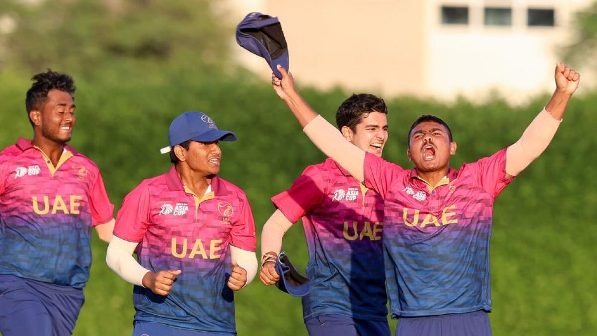 UAE players celebrate their  win against Pakistan. - Photo by Asian Cricket Council