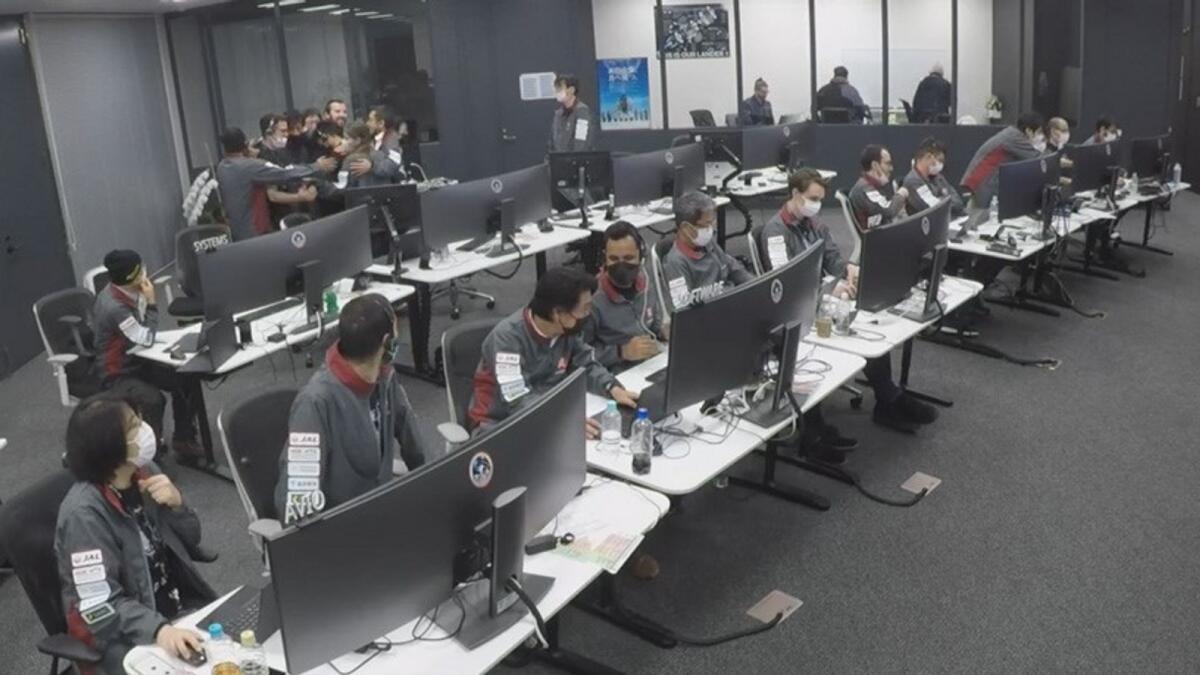 Engineers in ispace’s Mission Control Centre celebrating the completion of initial critical operations, - Supplied photo