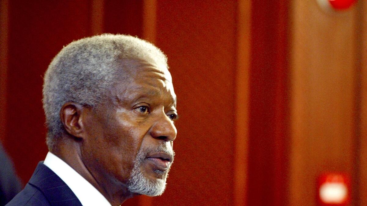 Former United Nations Secretary General Kofi Annan addresses a news conference in Kenyas capital Nairobi. -Reuters file photo