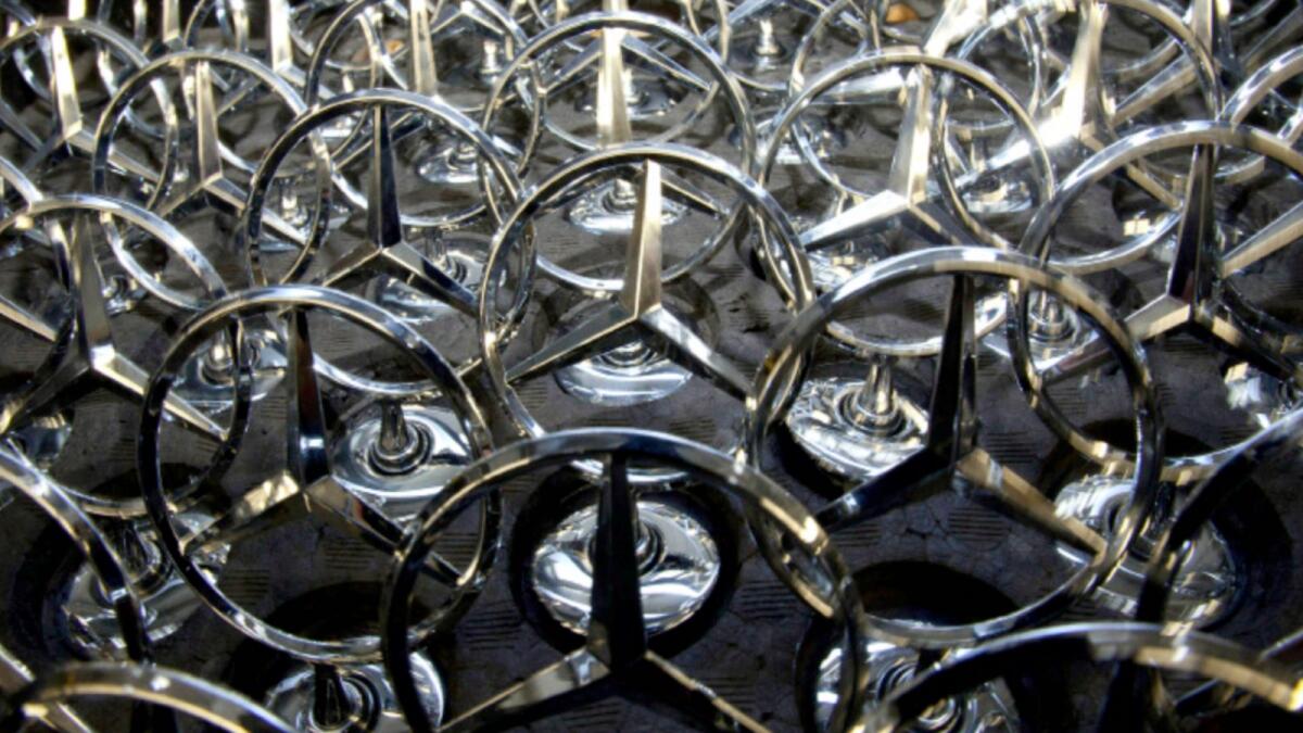 Mercedes stars, are on display at the Daimler-Benz factory in Sindelfingen, southern Germany. — AP