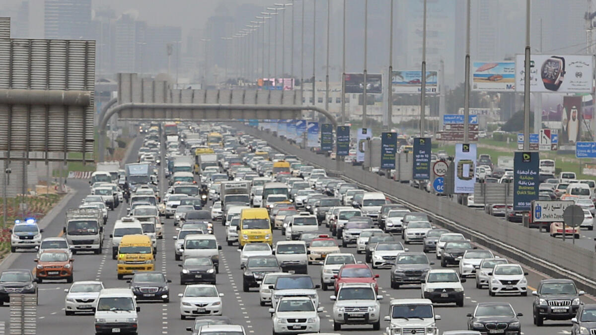 Traffic on Shaikh Zayed Road, Dubai, came to a standstill after the fire.
