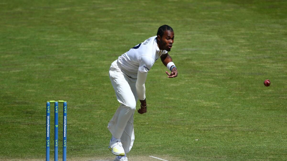 Jofra Archer’s sore elbow stopped the England pacer from bowling against Kent in the County Championship. — Twitter