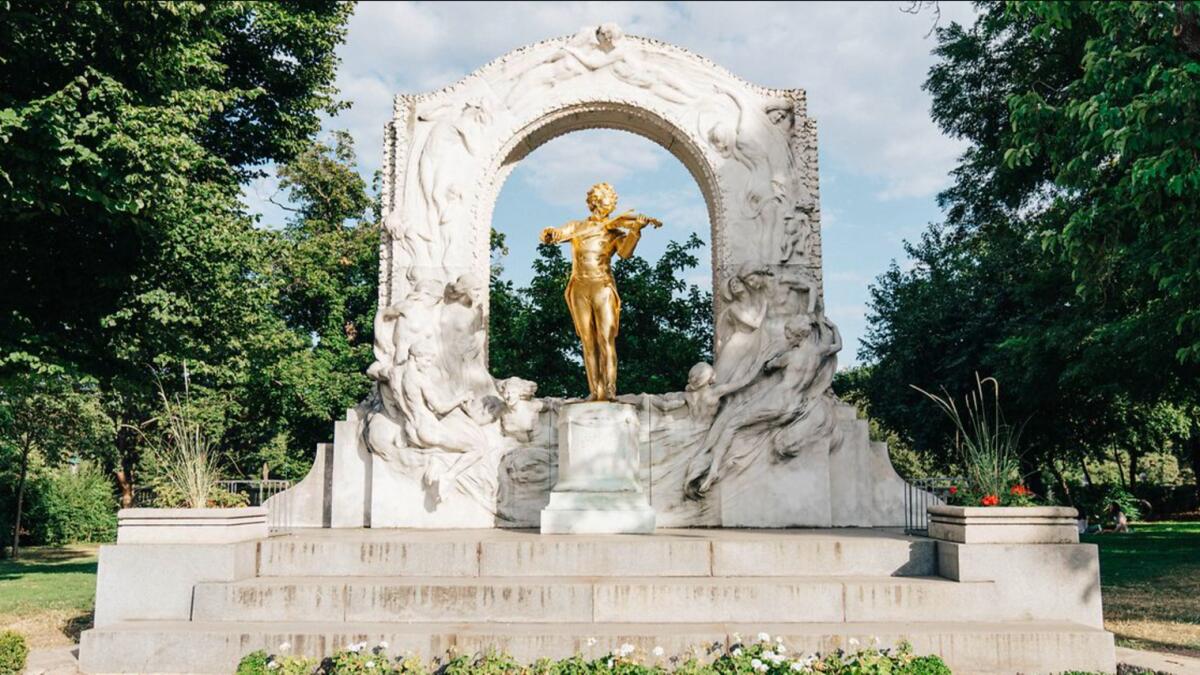 Vienna waltz king Johann Strauss' statue in Stadtpark