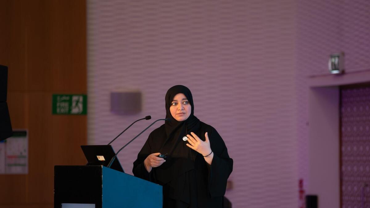 Dr Omniyat Al Hajeri at a health forum in Abu Dhabi.