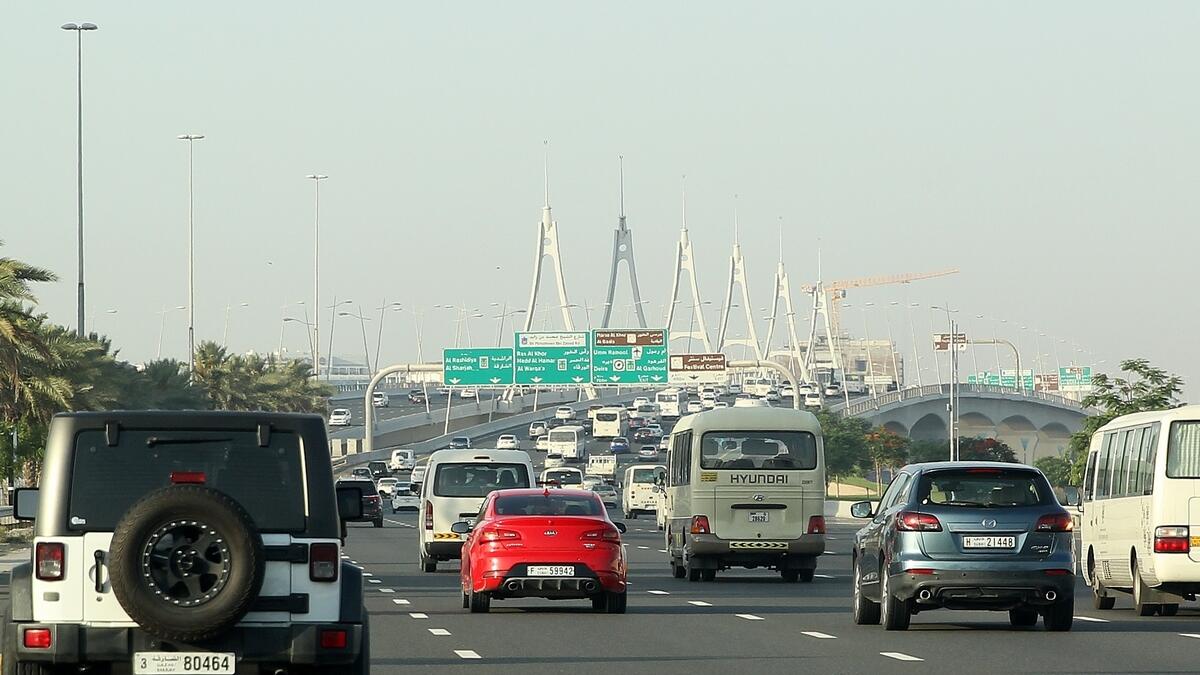 Rush hour traffic on Al Khail road in Dubai. (Photo by juidin Bernarrd/ Khaleej Times)