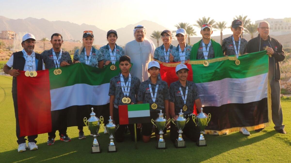 UAE Ladies and Junior Teams at the 2023 GCC Golf tournament in Oman. - Photo Emirates Golf Federation