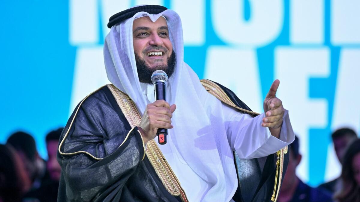 Sheikh Mishary Alafasy at the 1 Billion Summit in Dubai in Wednesday. KT Photos: Muhammad Sajjad