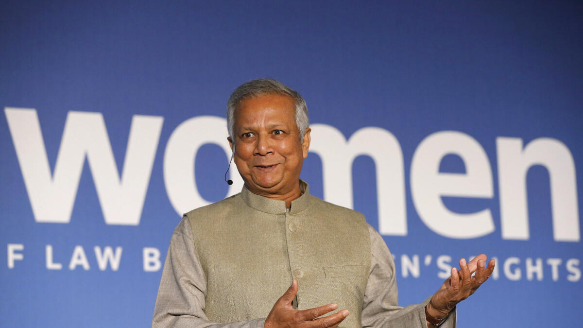 Nobel peace laureate Muhammad Yunus speaks at the Trust Women conference in London November 19, 2014. — Reuters file