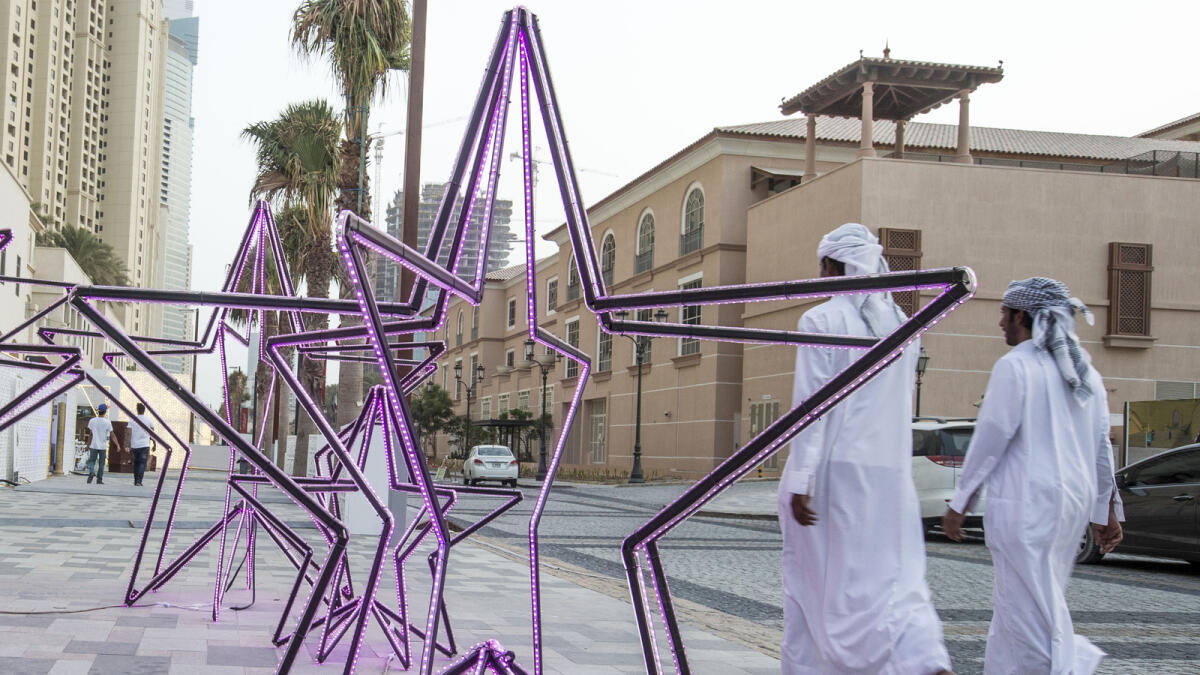 Star installations at the RWAQ event being held at The Walk, Jumeirah Beach Residence in Dubai.  
