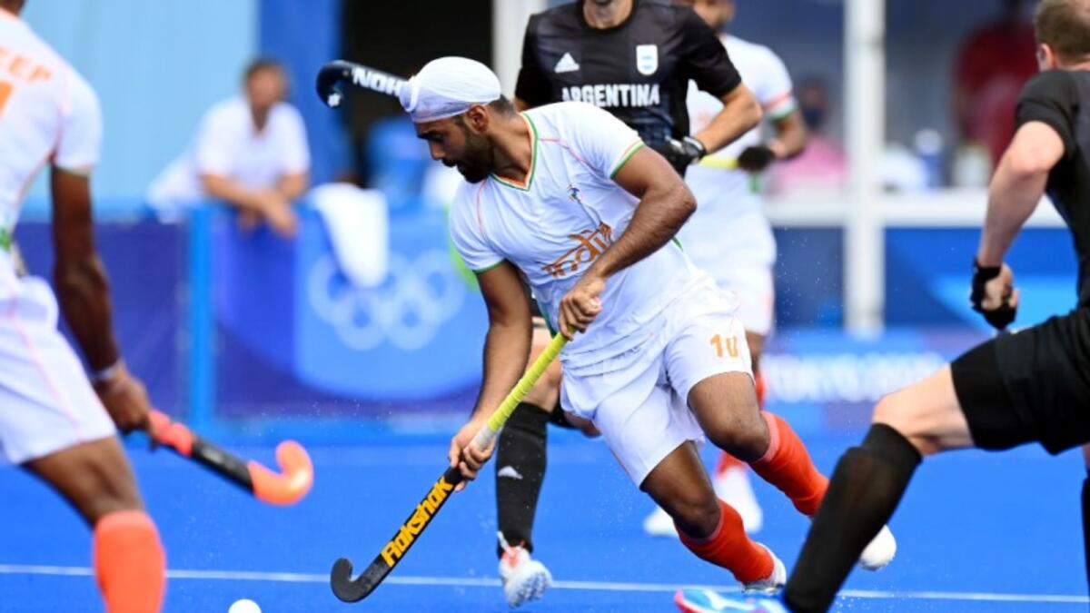 Action from the match between India and Argentina. (Hockey India Twitter)