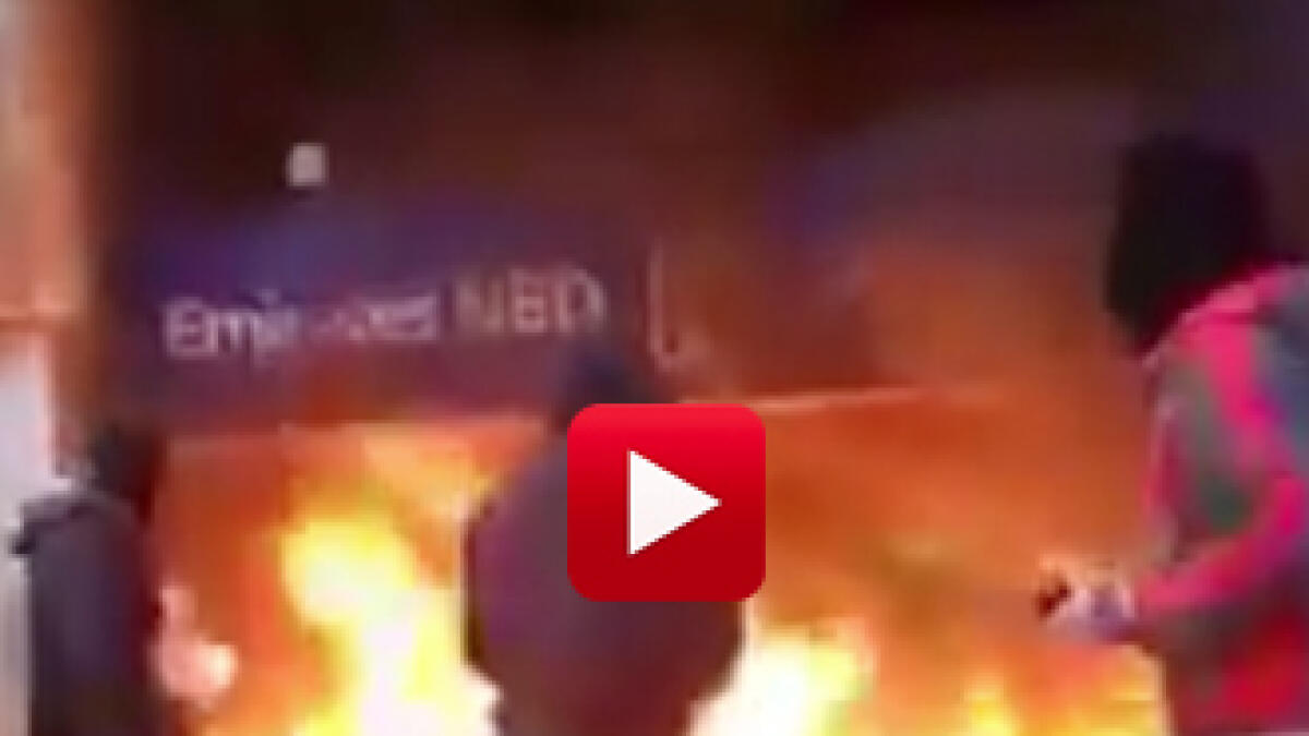 Watch: Emirates NBD bank branch torched in Egypt
