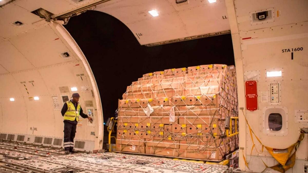 Emirates SkyCargo flights being loaded with flowers from farms across the globe. Nine flights are operated solely for flowers by the Dubai carrier. — Supplied photo