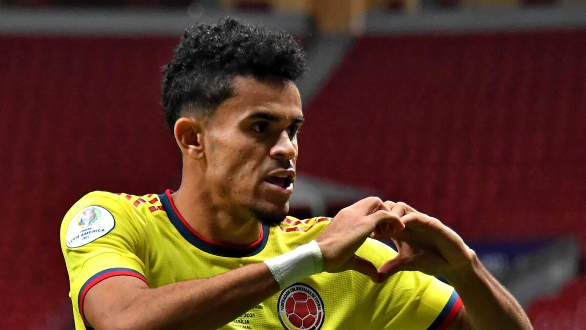 Colombia's Luis Diaz celebrates after scoring against Argentina during their Conmebol 2021 Copa America semifinal. — AFP