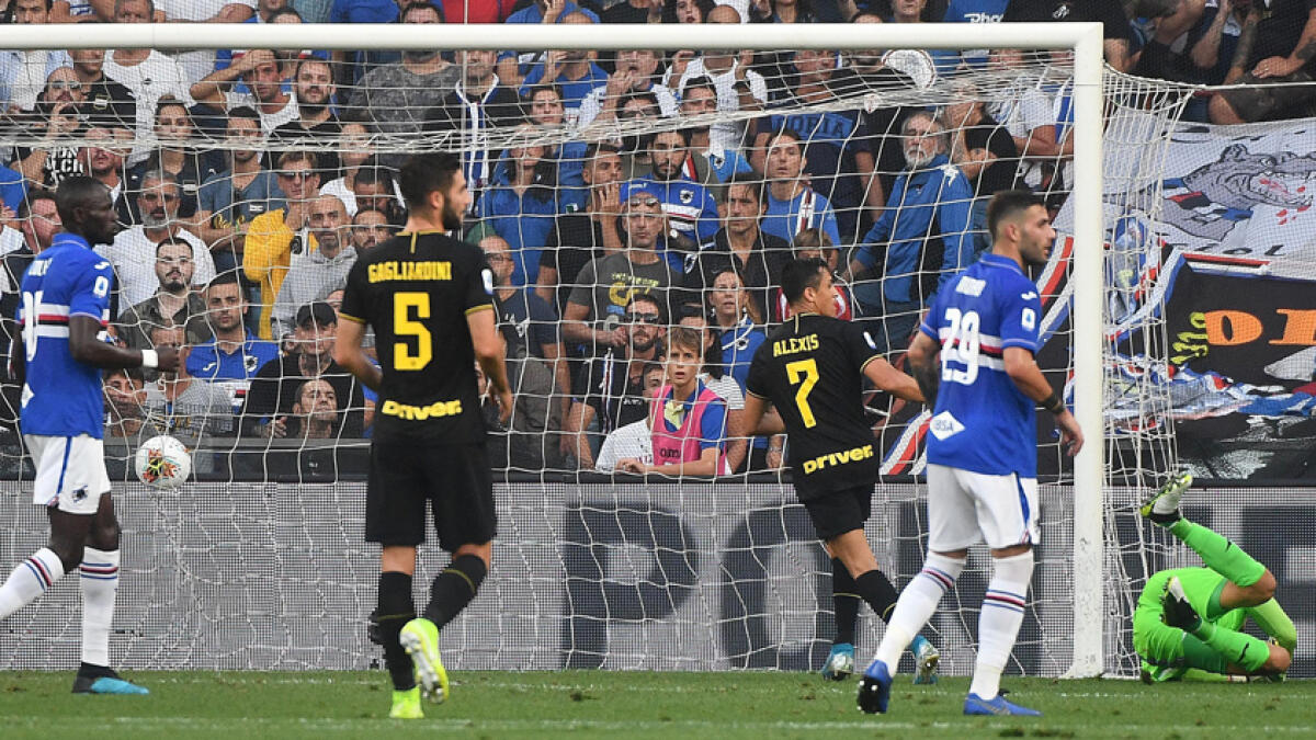 Sanchez scores but is sent off in Inters 3-1 win at Sampdoria