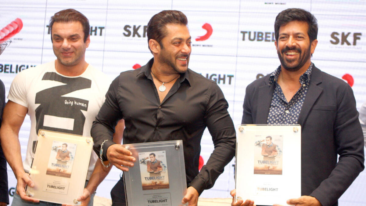 (L-R) Sohail Khan, Salman Khan and Kabir Khan at the song launch