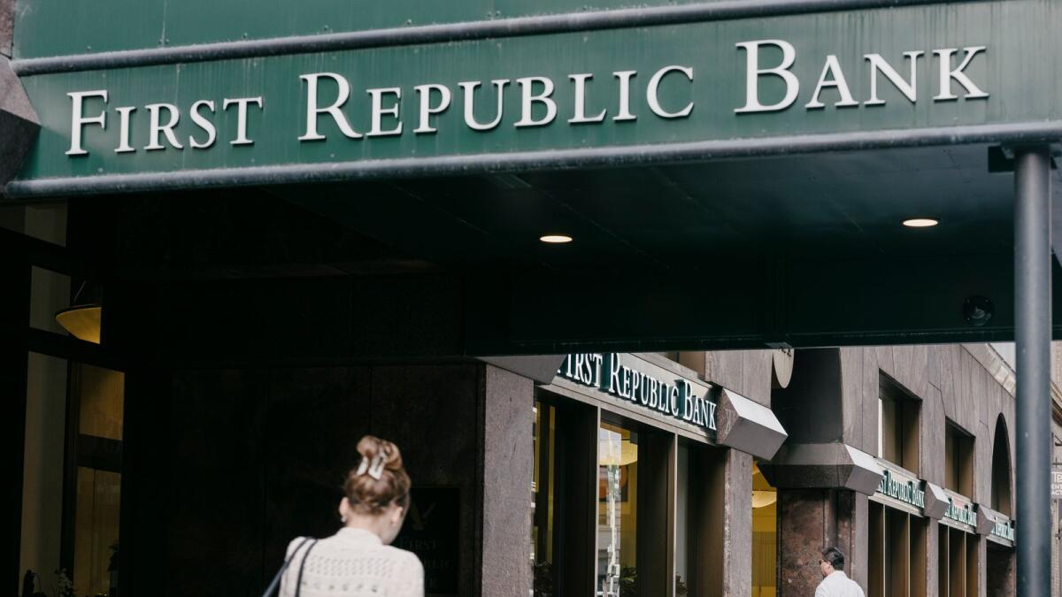 The First Republic Bank headquarters in San Francisco. Shares of First Republic Bank resumed their punishing slide on Friday, adding to a string of losses this week that have come as doubts over the future of the regional lender intensified. — Ian C. Bates/The New York Times