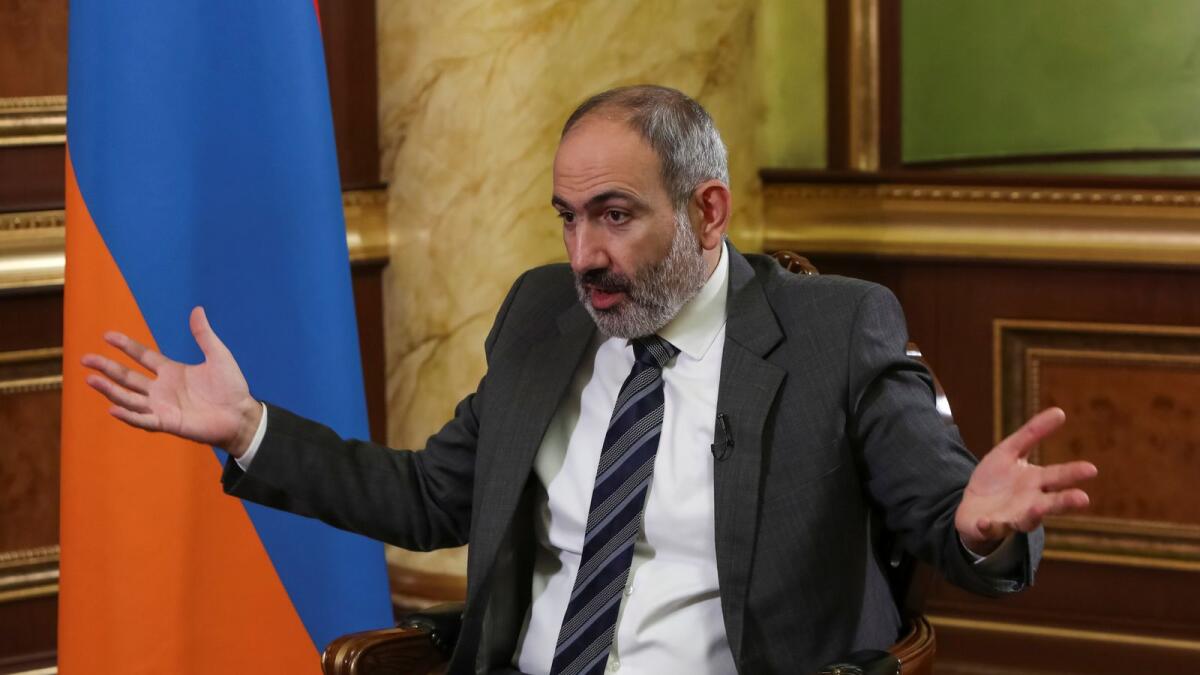 Armenian Prime Minister Nikol Pashinyan is pictured during an interview with Reuters in Yerevan, Armenia October 13, 2020.