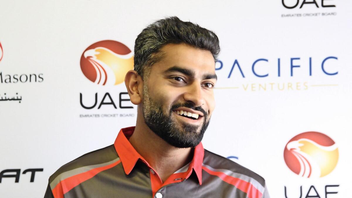 UAE captain Ahmed Raza, who took five wickets against Nepal. — KT file