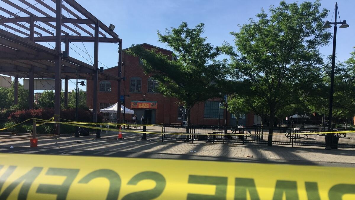 Multiple people were wounded early on Sunday, June 17, 2018, when shooting broke out at the Art All Night festival in Trenton, New Jersey.-AP