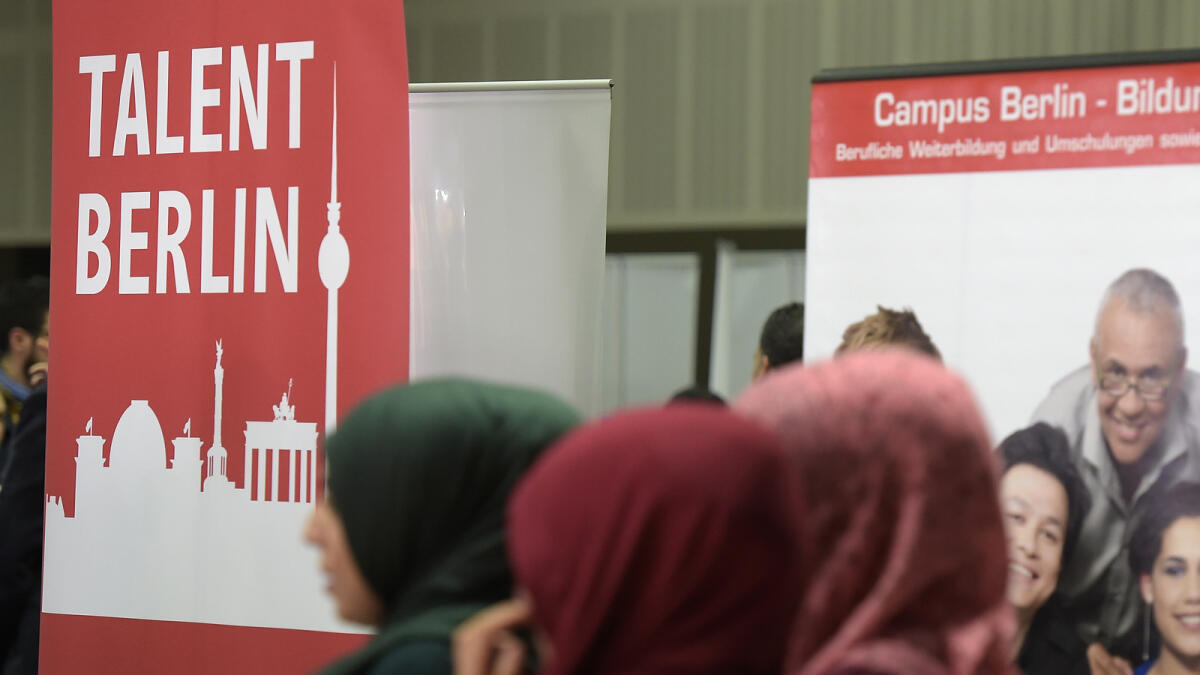 A job fair in Berlin. The jobless figures are  the lowest since Eurostat started compiling jobless figures in April 1998. - AFP file