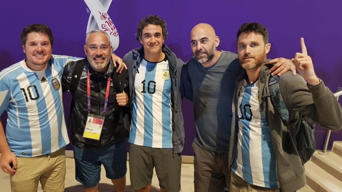 Argentina fan Martin (second right) with his friends from Buenos Aires. Photo: Rituraj Borkakoty